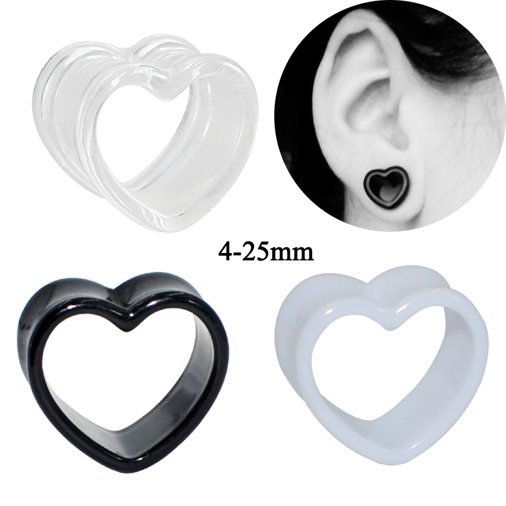 Body Jewelry Ear Plugs - Acrylique amour noir blanc en forme