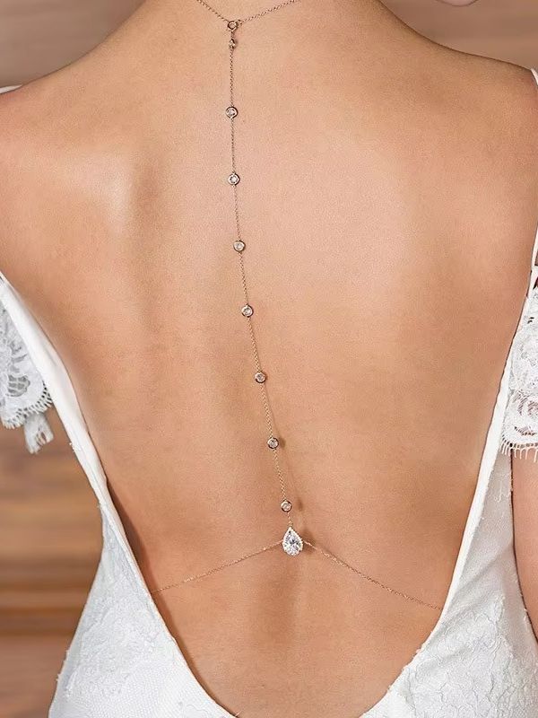 Body Jewelry For Backless Dress - Collier chaîne doré et argenté avec