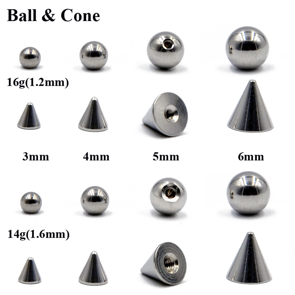 Body Jewelry Replacement Ball - 100 pcs/lot acier 14G 16G nez