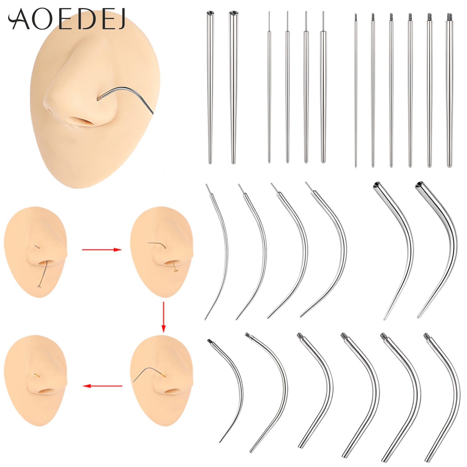 Nostril Screw Pin - AOEDEJ 1 pièce en acier inoxydable