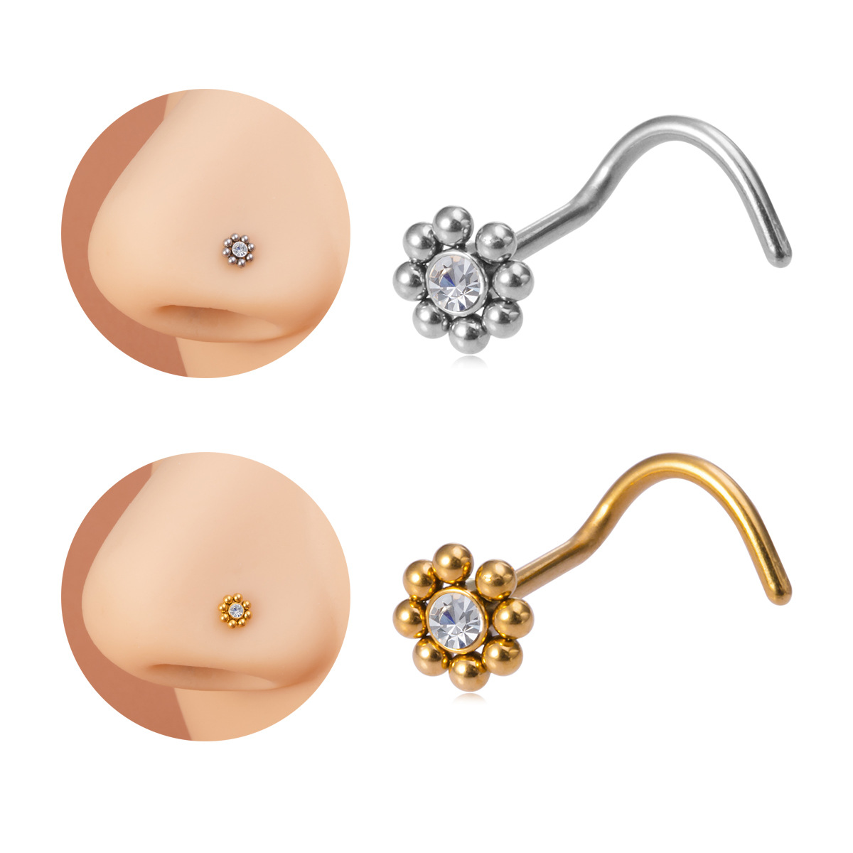 1 pièce de piercing de nez en  - Nostril Screw Pin avis et prix
