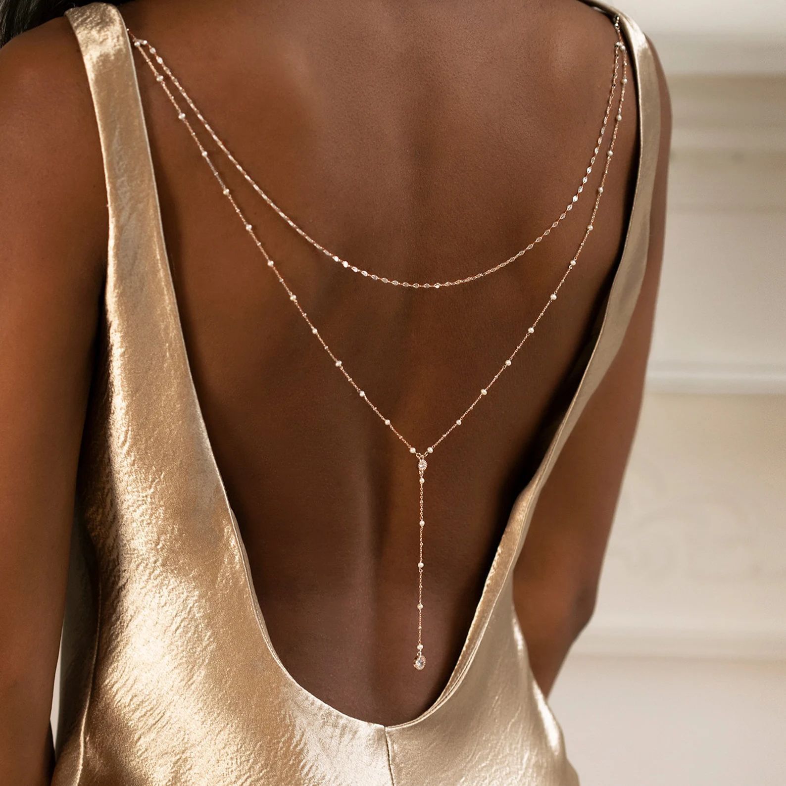 Collier délicat plaqué or avec - Body Jewelry For Backless Dress avis et prix