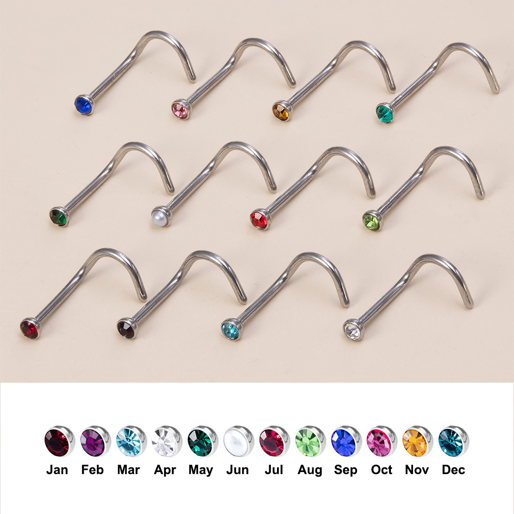 12 pièces pierre de naissance  - Nostril Screw Pin avis et prix